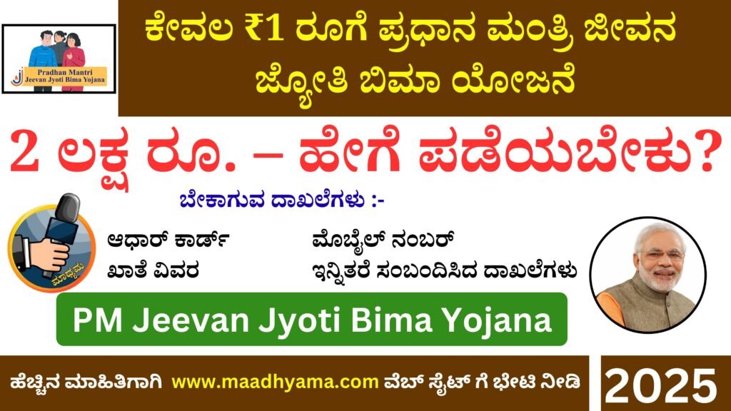 PM Jeevan Jyoti Bima Yojana । ಕೇವಲ ₹1 ರೂಗೆ ಪ್ರಧಾನ ಮಂತ್ರಿ ಜೀವನ ಜ್ಯೋತಿ ಬಿಮಾ ಯೋಜನೆ